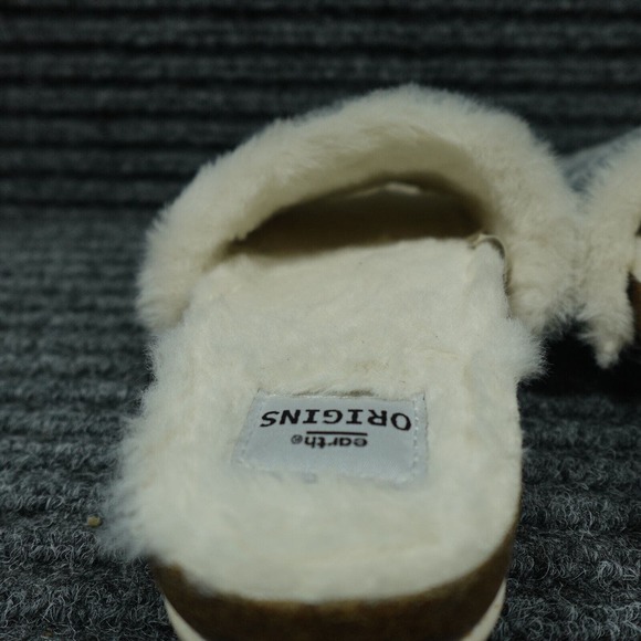Earth Origins Slipper Womens 6 Olli Frost Grey Faux Fur Slide Soft Comfort Fluff - Picture 7 of 14